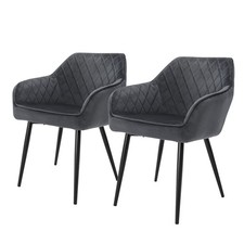 Set 2 sedie imbottite sala da pranzo in velluto antracite poltrone soggiorno