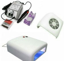 KIT RICOSTRUZIONE UNGHIE PROFESSIONALE LAMPADA UV 36W+ASPIRATORE+FRESA 2000