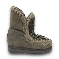 MOU Stivaletti Donna Inner Wedge Texan Pattern Hotfix Grigio Zeppa