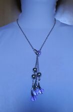 COLLANA LUNGA PERLE VETRO VIOLA CHIARO E SFERE METALLO#ELEGANTE# ACCIAIO LUCIDO 