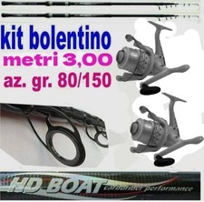 kit pesca bolentino canna metri 3 con mulinello barca nmare