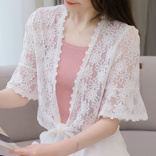 Cardigan corto svasato pizzo