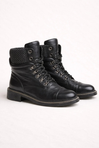 Bottines chanel cuir noir - bottines,