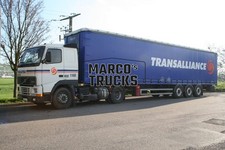 Truck photo Volvo FH12 Tarpaulin trailer France white Transalliance, Gira #d9si