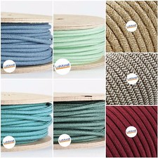 CAVO ELETTRICO COLORATO ROTONDO IN TESSUTO FILATO GREZZO VINTAGE. PENDEL LAMPADE