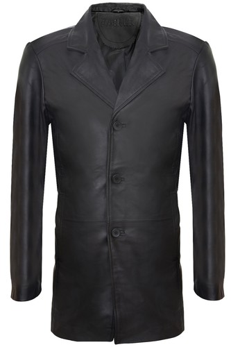 Uomo nero cappotto agnello - 3/4,