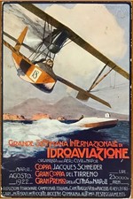 BORGO GRANDE AERO CLUB NAPOLI 1922 CARTOLINA SETTIMANA IDRO AVIAZIONE REGNO