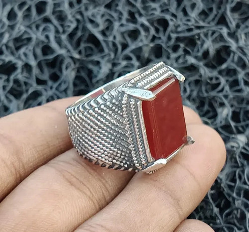 Anello corniola argento