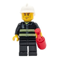 LEGO minifigure pompiere casco bianco estinguente rosso città incendio
