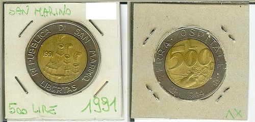 San marino 500 lire - marino:, 1991