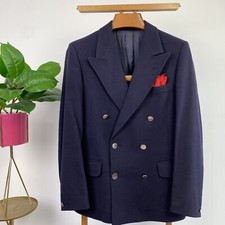 Giacca Blazer AQUASCUTUM (38R) Doppiopetto Navy + Argento Puro 100% CASHMERE