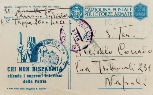 Cartolina postale per forze - postale,
