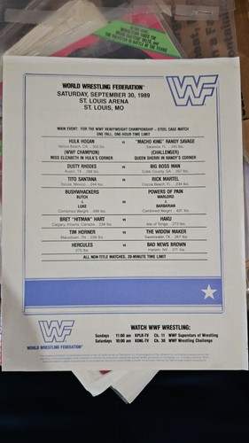 Wwf wrestling program card - wrestling,