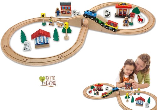 Pista treni legno con - in,