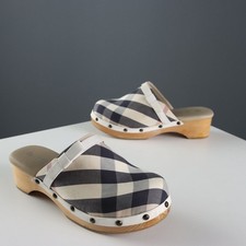Zoccoli Burberry Legno Pelle Tessuto N. 35 Second Hand Regno Unito Originali