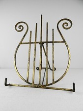 Cavalletto decorativo da tavolo ottone dorato antico lira musica arte espositore 