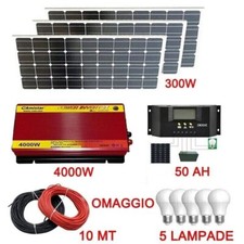 Kit Fotovoltaico 3KW Pwm Inverter 4000W Pannello Solare 300W regolatore 50 amp
