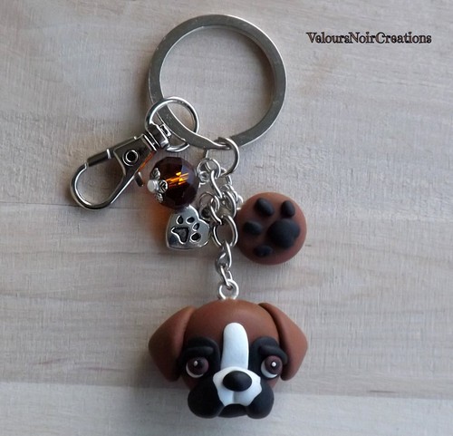 Portachiavi con cane boxer