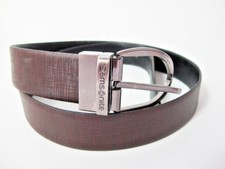 SAMSONITE cintura double face nero-marrone fibia in metallo cromato reversibile