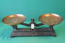 ANTICA BILANCIA IN GHISA PIATTI OTTONE ANNI '50 ORIGINALE FORGE 10 KG. BK46