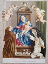 Litografia SASSOFERRATO (Ancona) Madonna del Rosario 