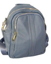 Borsa Donna Zaino VERA PELLE Blu Azzurro Scomparti Leggero Tasche Tracolla