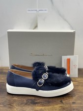 Santoni Sneaker Pelle Blu Visone   Luxury Scarpe Santoni Donna 40.5
