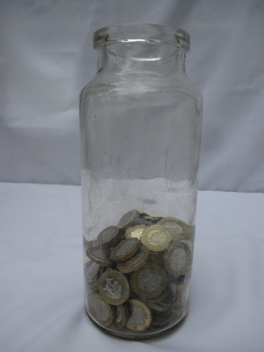 Glass bottle money jar box - bottle,