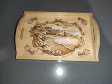 Vassoio in legno decorato con decoupage handmade, dimensione piccola