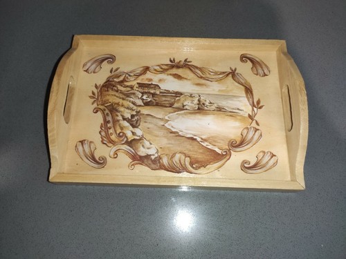 Vassoio legno decorato con - legno,