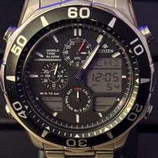 Citizen Promaster - World Time, Alarm, Cronografo (Faccia Nera) Lunetta GMT Nera