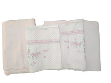Completo lenzuola letto singolo con fiori + copriletto colore rosa usato