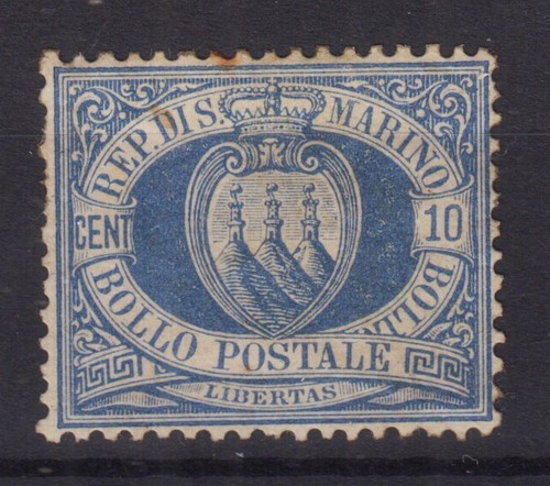 San marino 1877 stemma 10 - marino, 1877-90