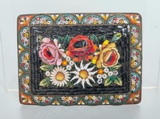 Antica Spilla Micro e Mosaico Ottone Mazzo di Fiori Fine 19ème Italia