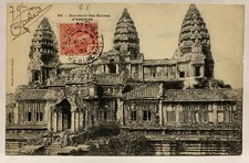 Vecchia cartolina Souvenir des Ruines d'Angkor Saigo Cambogia Cambogia