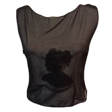 Maglia maglietta tulle da donna tg 44 Rocco Barocco vintage nera top blusa