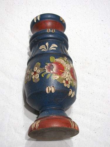 Antico vaso legno dipinto a - legno,