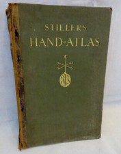 Atlante manuale Stieler del 1926 / 1927 topografia mondo atlante storico mondiale libro