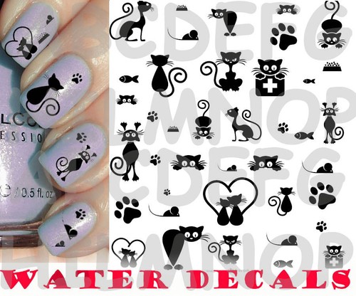 Water decals gatto nero cats - water,