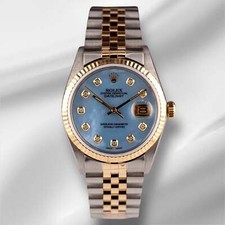 Rolex Datejust 36Mm 18K Yg E Acciaio Quadrante Blu MOP Con Diamanti