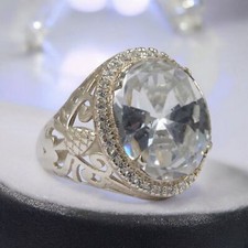 Moissanite pietra preziosa taglio ovale con anello in argento sterling 925 da uomo #A12