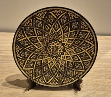 Piattino decorativo Moresca Ottone Inciso Oro Antico Stile Damasco, Vintage.