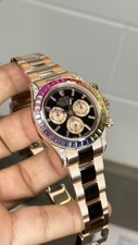 Rolex Mens DAYTONA 116505 18KT Rose Gold Custom Dial Rainbow Bezel