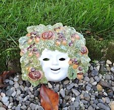 Maschera autunnale vintage ceramica italiana da appendere maiolica bacco castagne e ghianda