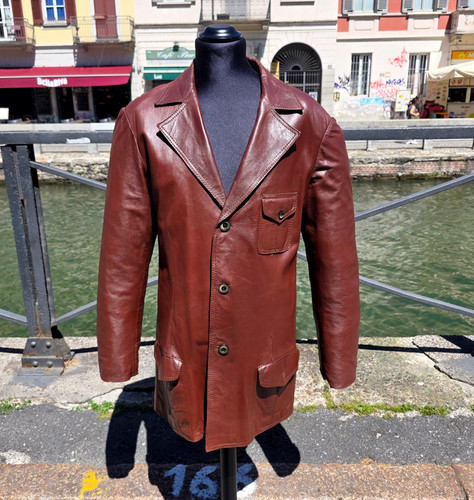 Giacca pelle vintage marrone