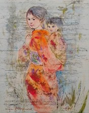 Dipinto olio Edna Hibel su