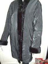 IMPERMEABILE PELLICCIA GIACCA ECOLOGICA SINTETICA ECO FAUX FUR PELZ VISONE NERO 