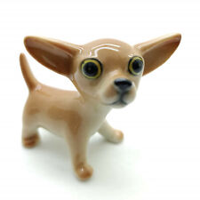 Rara Statua Statuina Chihuahua Marrone in Ceramica, 6,2 cm (L) x 5,2 cm (H), Amante dei Cani