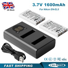 2x Batteria 1600mAh + Doppio Caricatore per EN-EL5 Nikon Coolpix P500 P5100 P5000 P90