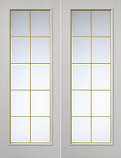 Doppia porta francese bianca prefinita smaltata (vetro smussato oro) bordo oro